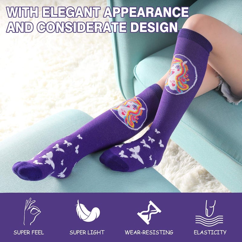 SDBING Kids Girls Knee High Socks Crazy Funny Gift Novelty Soft Cute Animal Dress Long Socks 6 Pairs - Image 4
